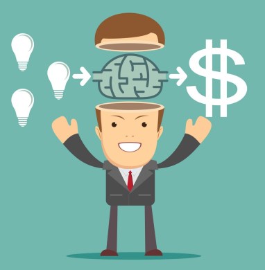 Businessman get idea to make money, illustration vector