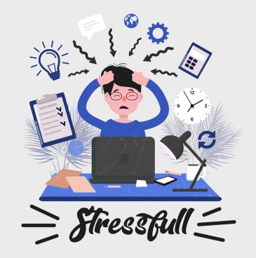 stress_concept_background_working_human_arrow_lightbulb_icons_6834594